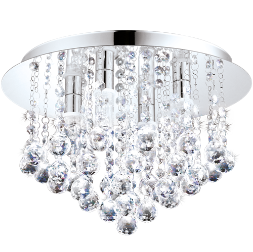 Almonte LED loft lampe i metal Krom med Klare Krystaller, 4x2,5W LED, diameter 23, højde 35 cm.